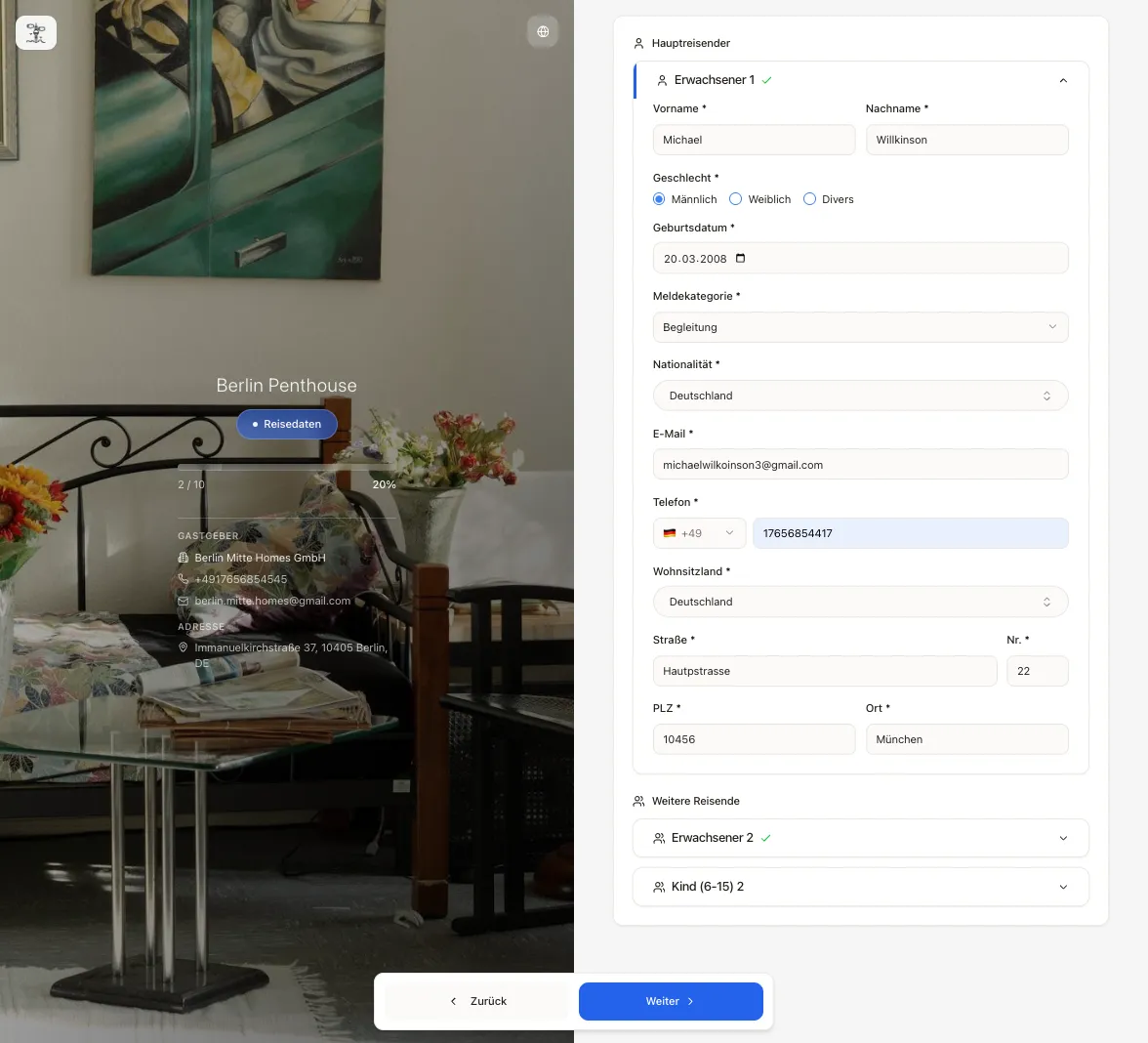 Probably the most sophisticated online check-in on the market - Step 3 / 8